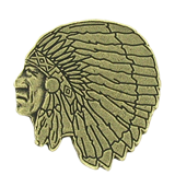 Golden Brass Indian Mascot Pin