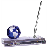 Crystal Desk Set with Blue World Globe - 7
