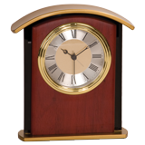 Mahogany Gold Cap Arched Desk Clock - 6.5