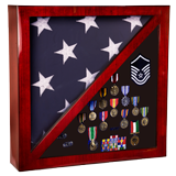 Glossy Rosewood Flag & Medal Display Case - 18
