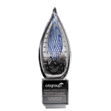 Blue Swirl Drip Crystal Award - 9.5