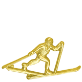 Gold Cross Country Skiing Lapel Pin