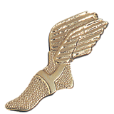 Gold Track Winged Shoe Lapel Pin