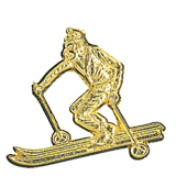 Gold Downhill Skier Lapel Pin