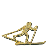 Gold Cross Country Skiing Lapel Pin