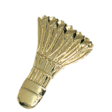 Gold Badminton Shuttlecock Lapel Pin