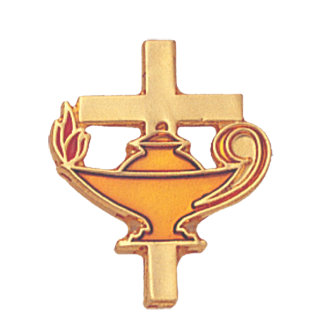 Lamp Of Learning & Cross Lapel Pin