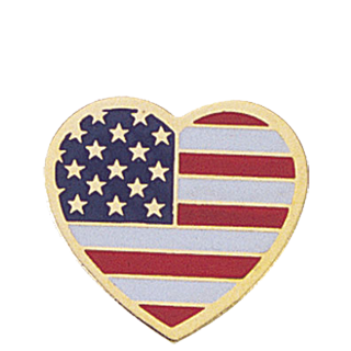 American Flag Heart Lapel Pin