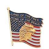 Eagle on American Flag Lapel Pin