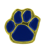 Blue Gold Paw Print Lapel Pin