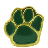 Green Gold Paw Print Lapel Pin