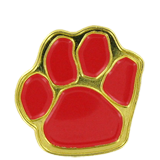 Red Gold Paw Print Lapel Pin