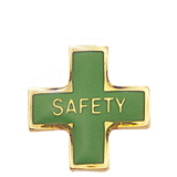 Green Safety Cross Lapel Pin