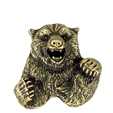 Golden Brass Bear Mascot Pin