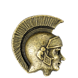 Golden Brass Spartan Mascot Pin
