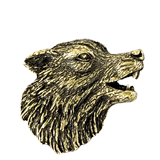 Golden Brass Wolf Mascot Pin