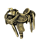 Golden Brass Cowboy Saddle Mascot Pin