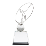 Silver Swing Crystal Golf Trophy - 10