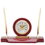 Rosewood Clock Desk Set - 5