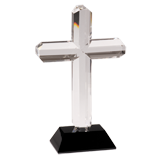 Crystal Christian Cross on Black Base Award - 8.5