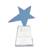 Blue Crystal Star on Clear Base Award - 8