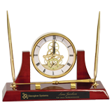 Executive Rosewood & Glass Desk Set & Clock -10