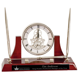 Executive Rosewood & Glass Desk Set & Clock - 10