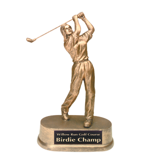 Female Golf Gold Resin Trophy - 9