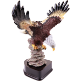 Painted Resin Eagle on Black Base - 10.5