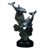 Silver Swimming Dolphins Trophy - 12.5