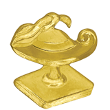 Gold Lamp of Knowledge on Stand Lapel Pin