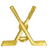 Gold Crossed Hockey Sticks Lapel Pin
