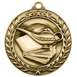 Book & Lamp Academic Wreath Medal 1.75