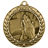 Religion Praying Hands Wreath Medal 1.75
